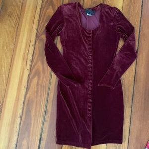 Beautiful Burgundy Velvet Dress - VINTAGE